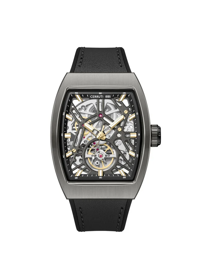 Calliano Gunmetal Dial Silicone-Leather Strap Analog Watch for Men, 48mm